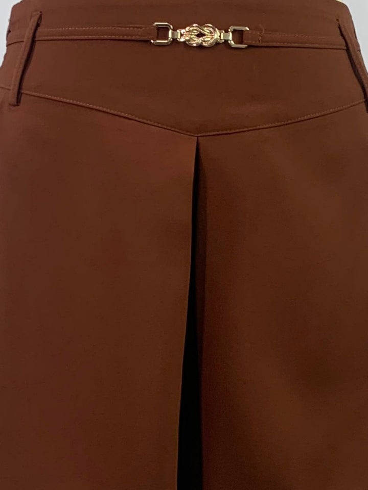 Brown High Waist Thin Belt Shorts