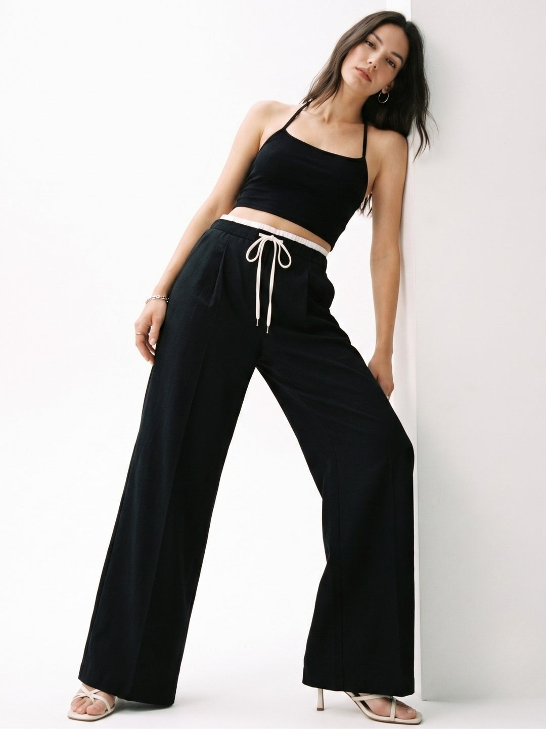 Black Contrast Elasticated Waistband Joggers