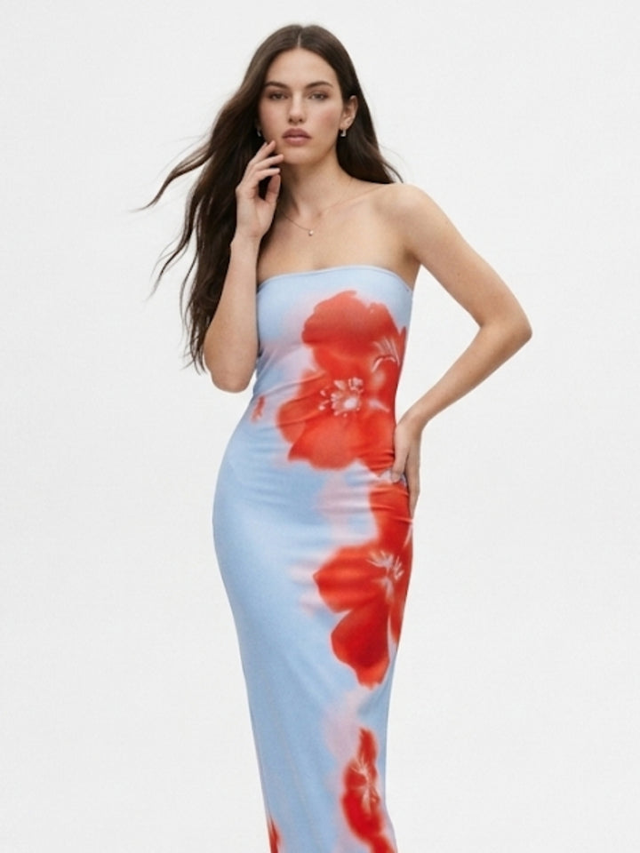 Blue Straight Fit Tube Dress