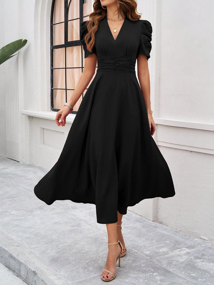 Black Fit And Flare Midi Dress