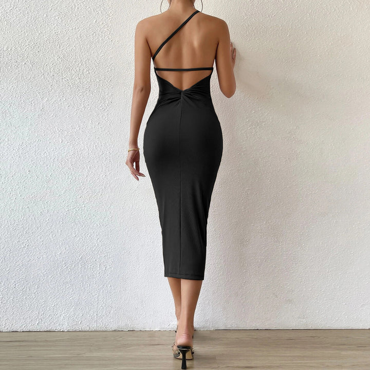 Black One Shoulder Back Detail Top