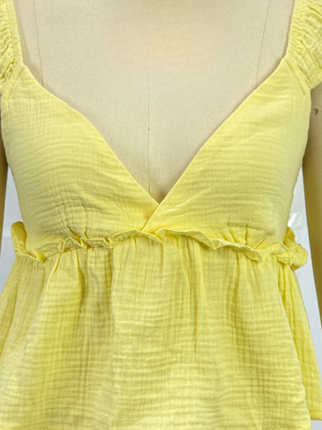 Yellow Sweetheart Neckline Flowy Top