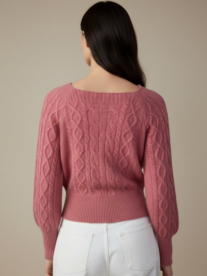 Pink Full Sleeve Round Neck Sweater