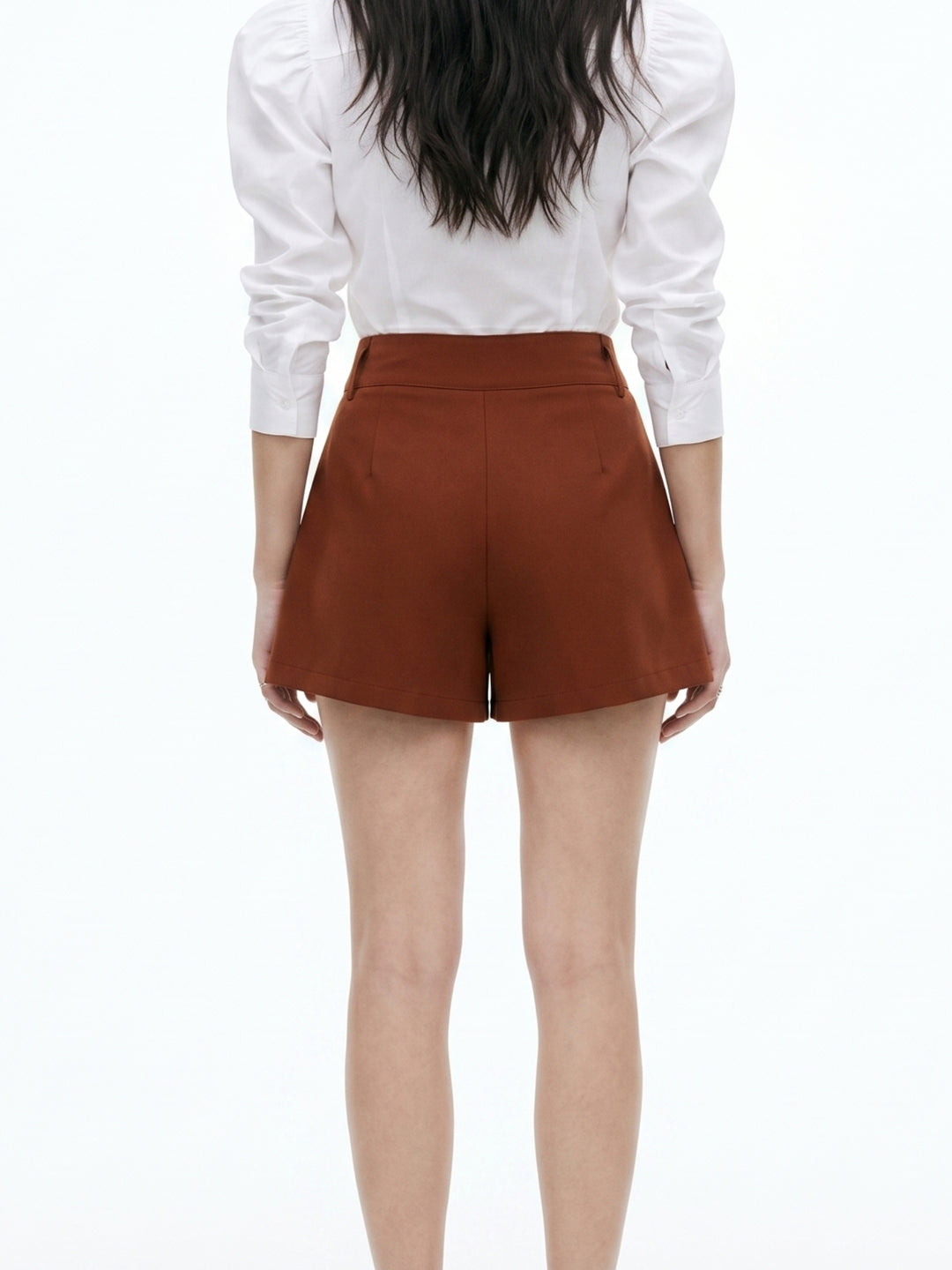 Brown High Waist Thin Belt Shorts