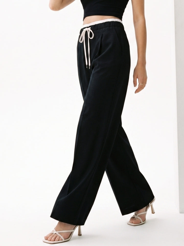 Black Contrast Elasticated Waistband Joggers