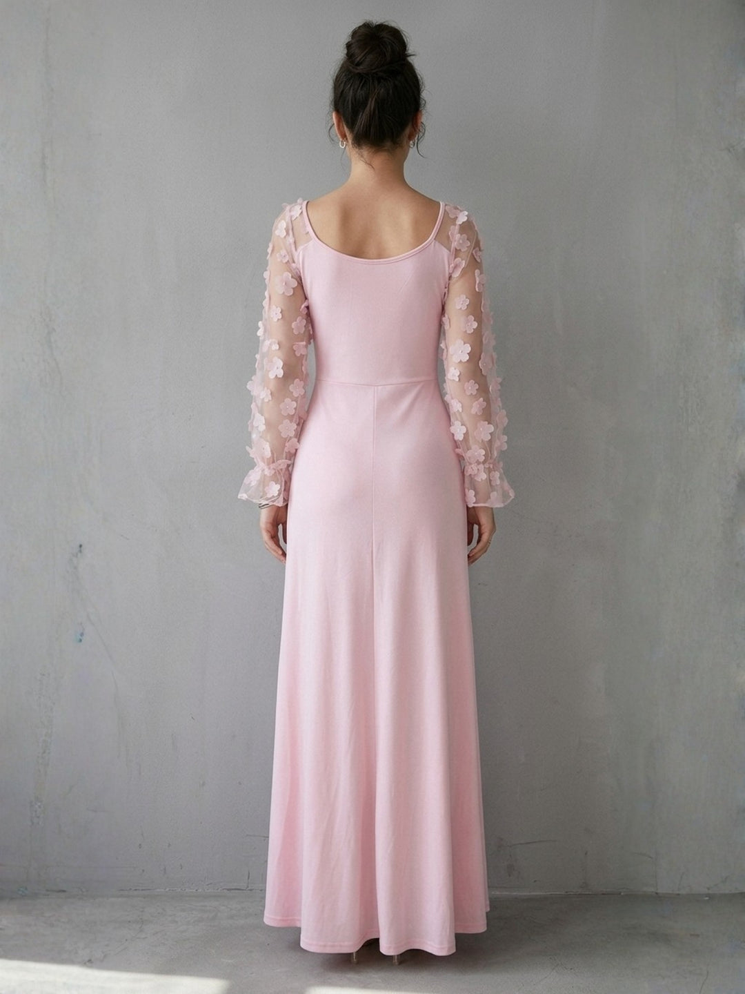 Pink 3D Floral Applique Dress