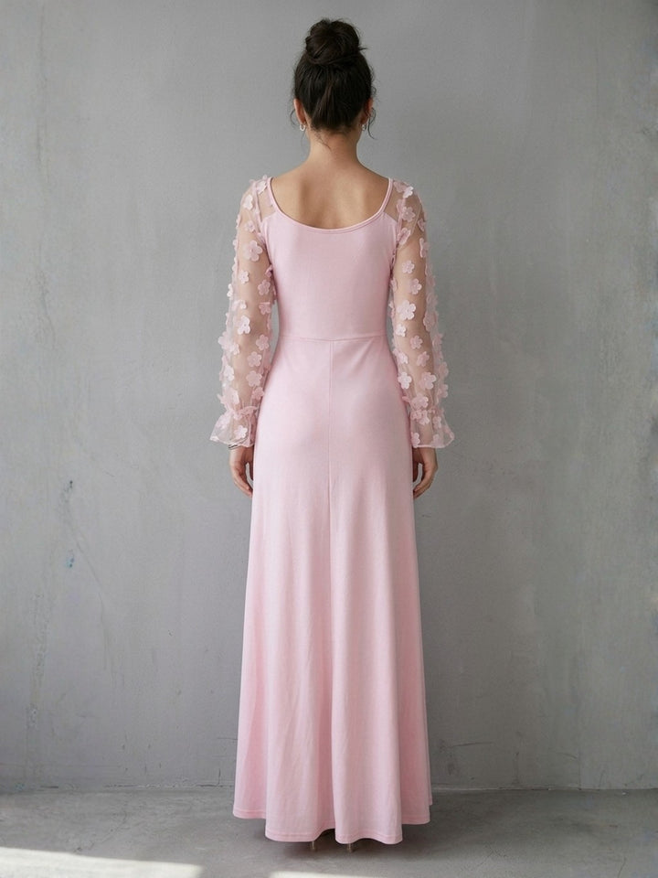 Pink 3D Floral Applique Dress