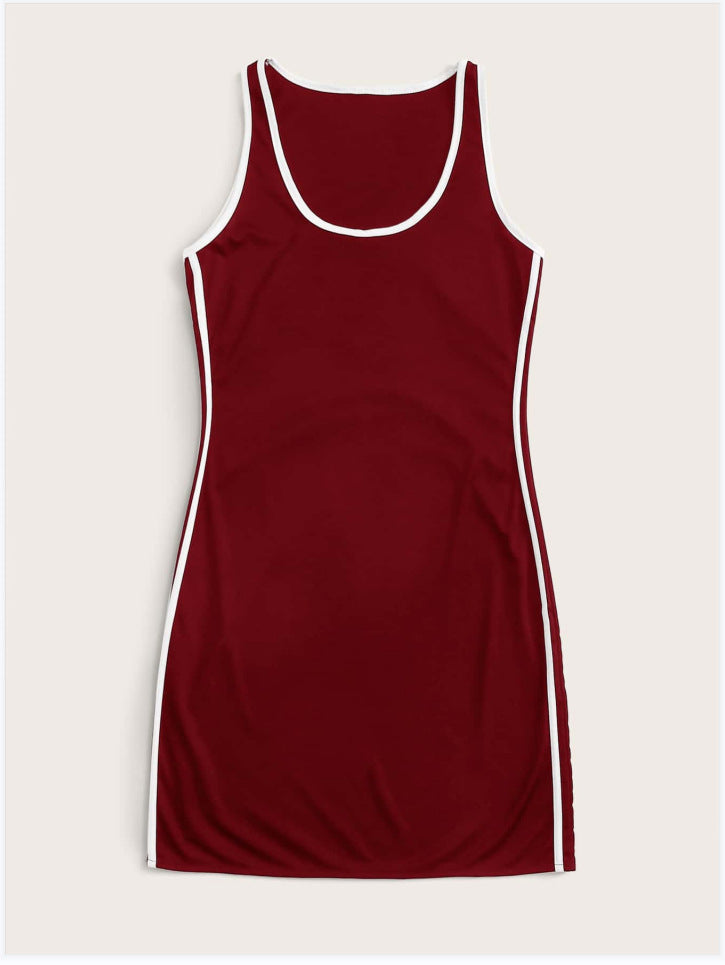 Red Varisty Side Striped Dress