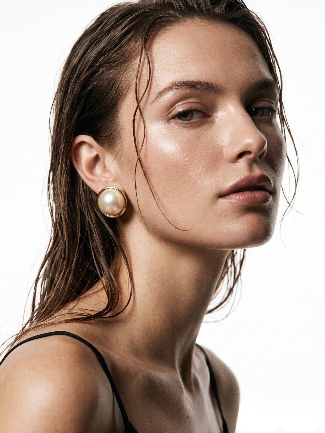 Gold Pearl Metal Earrings