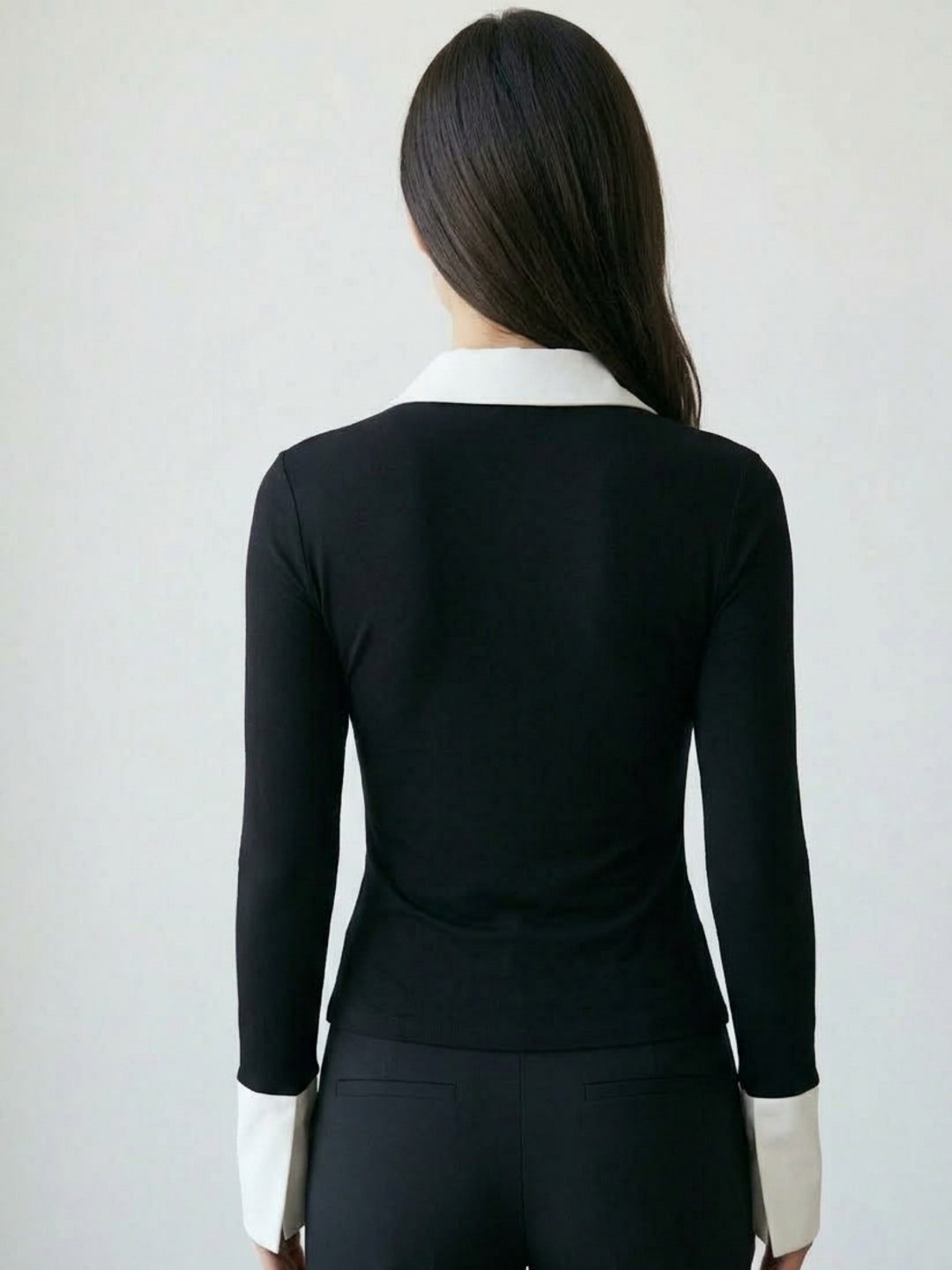 Black Contrast Detailing Top