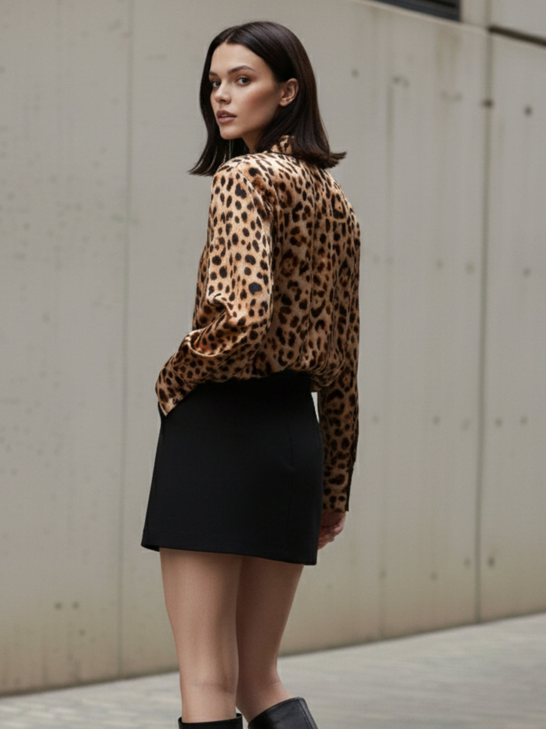 Brown Printed Satin Shirt