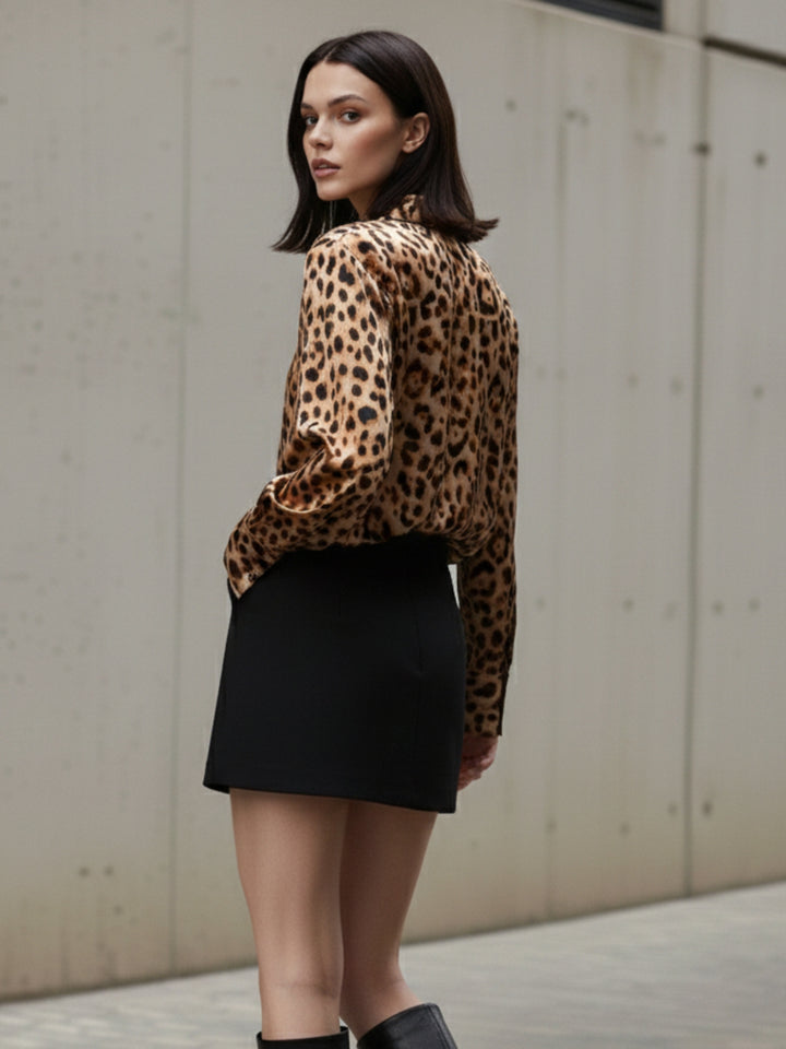 Brown Printed Satin Shirt