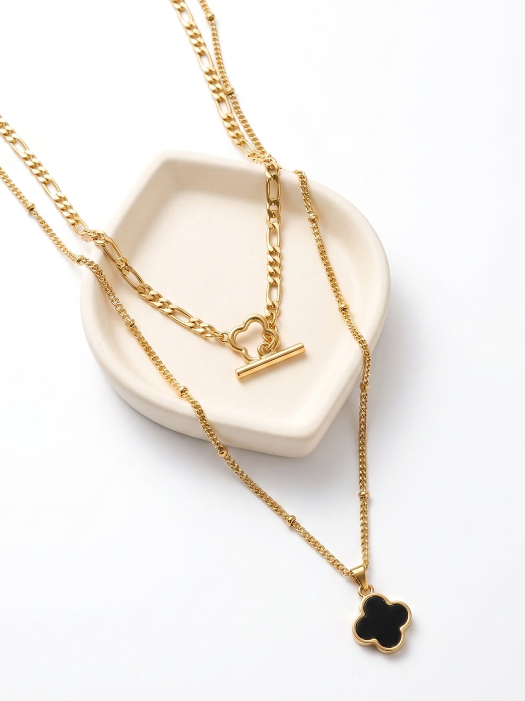 Gold Layered Floral Chain Necklace