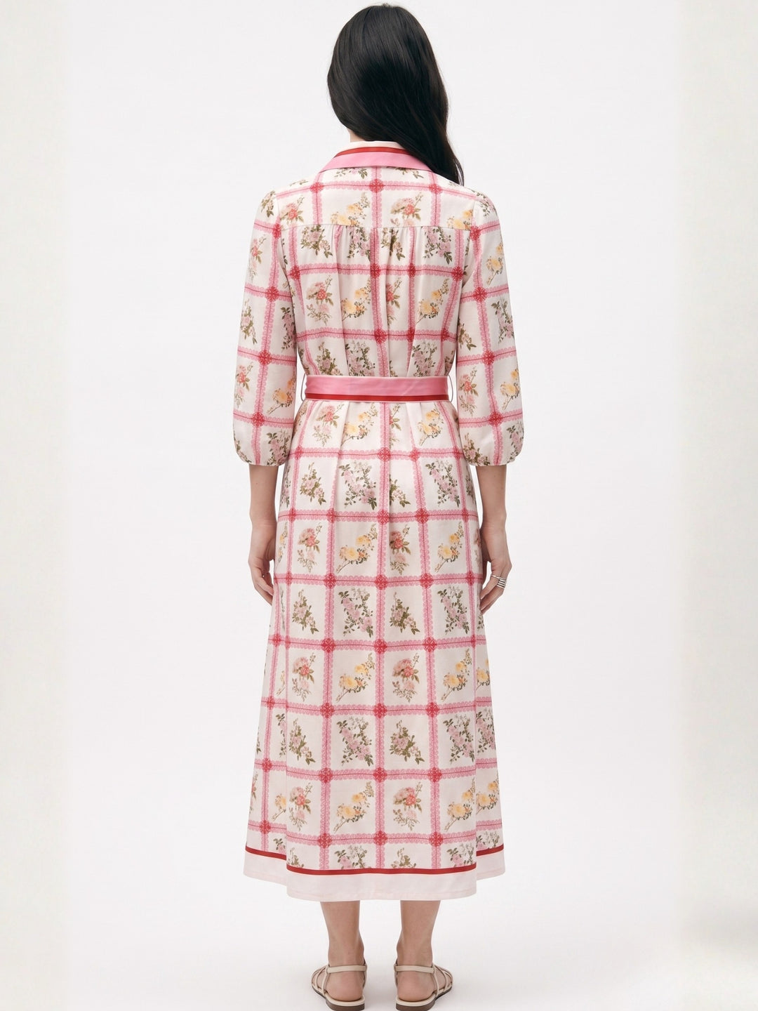 Off White Printed Waist Tie-Up Dress