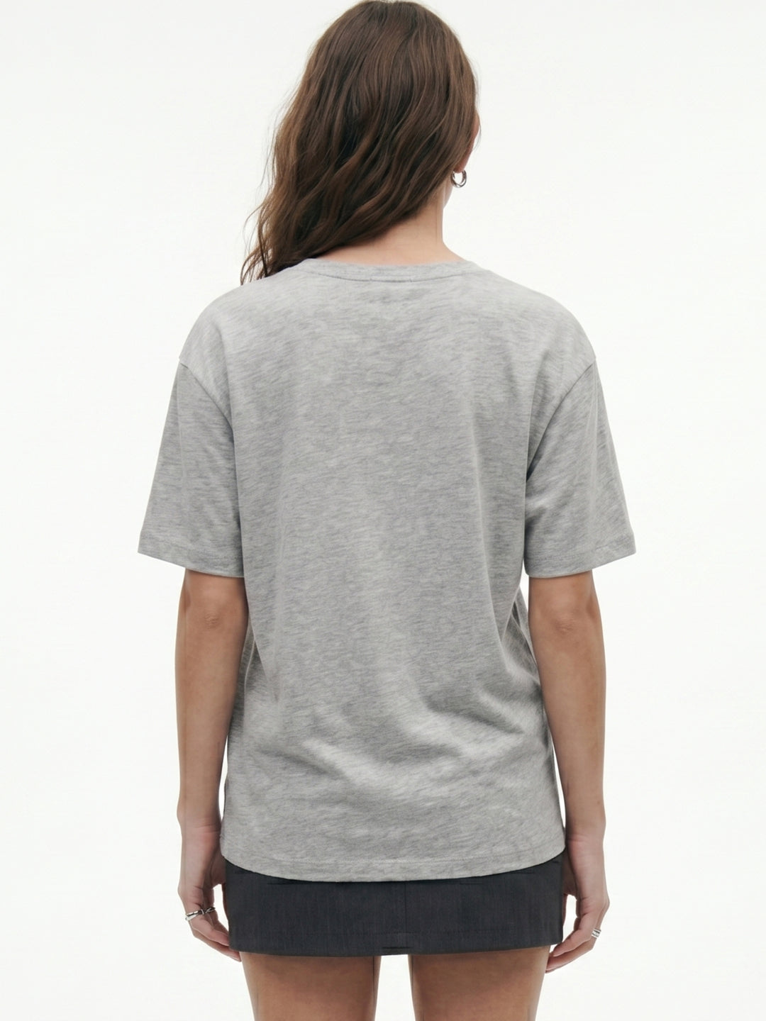 Grey V Neck Oversize Tshirt
