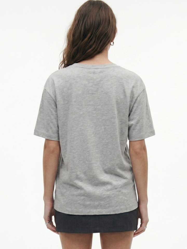 Grey V Neck Oversize Tshirt