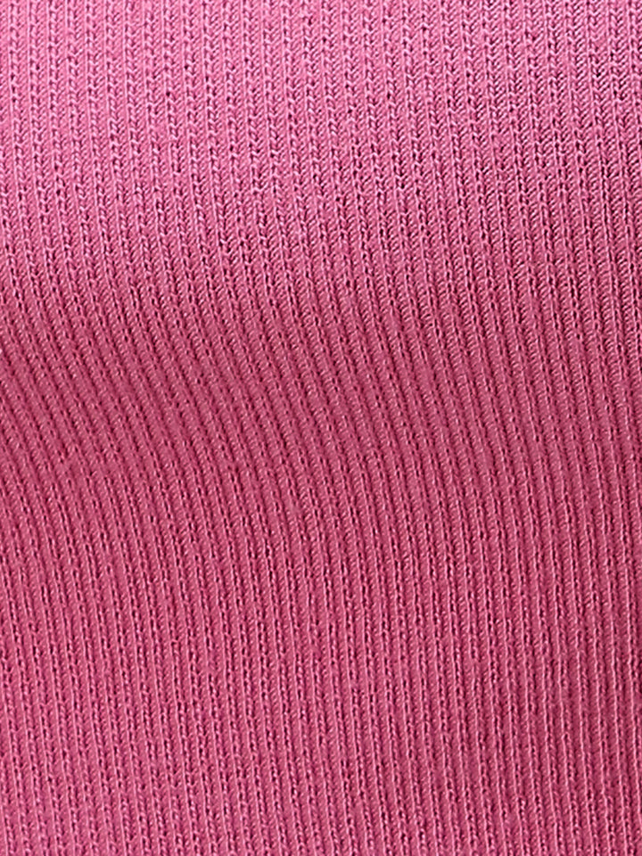 Pink Asymmetric Hem Scoop Neck Knit Top