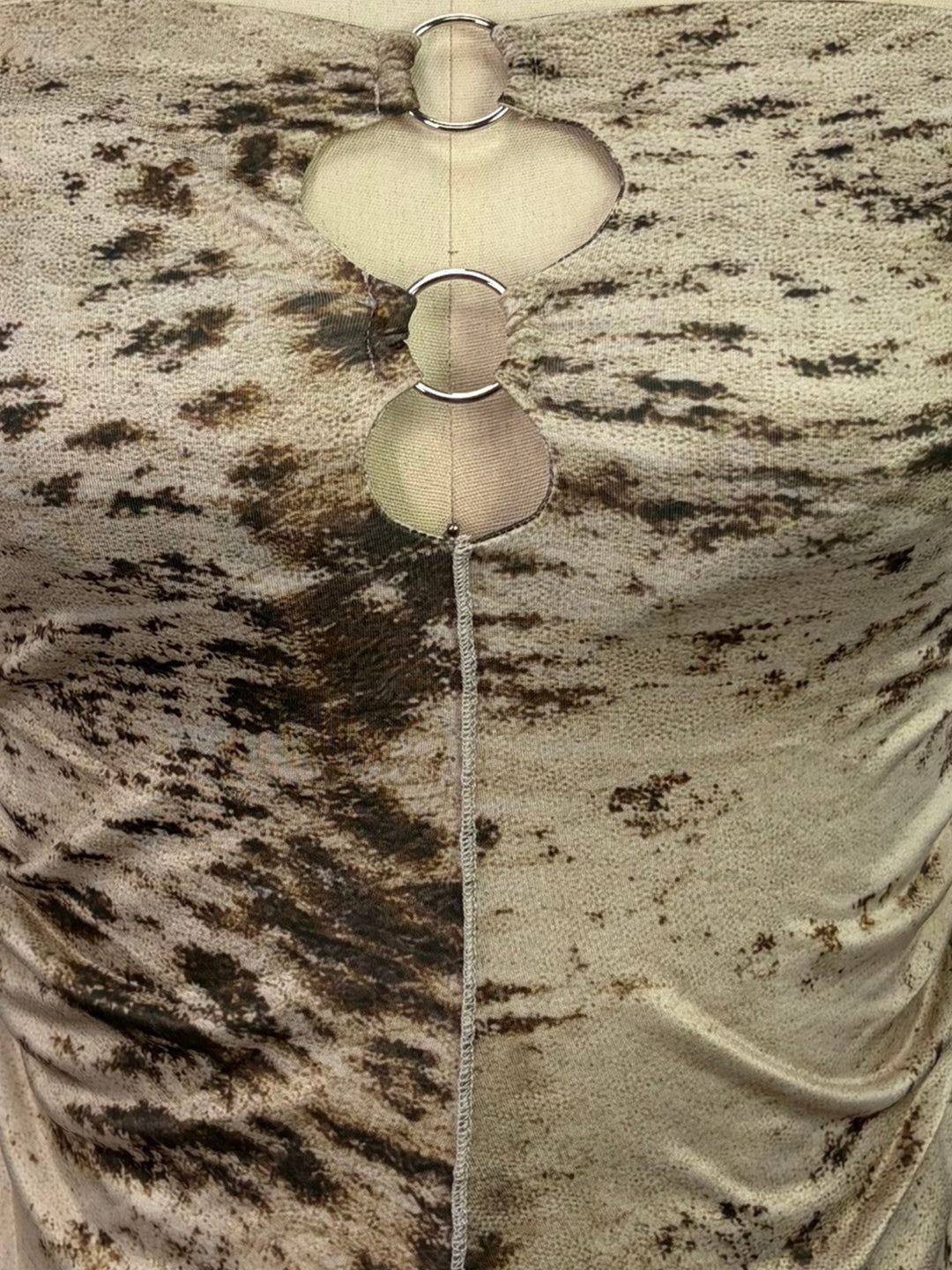 Multi Printed Tube Top With Metal Trim And Key Holes