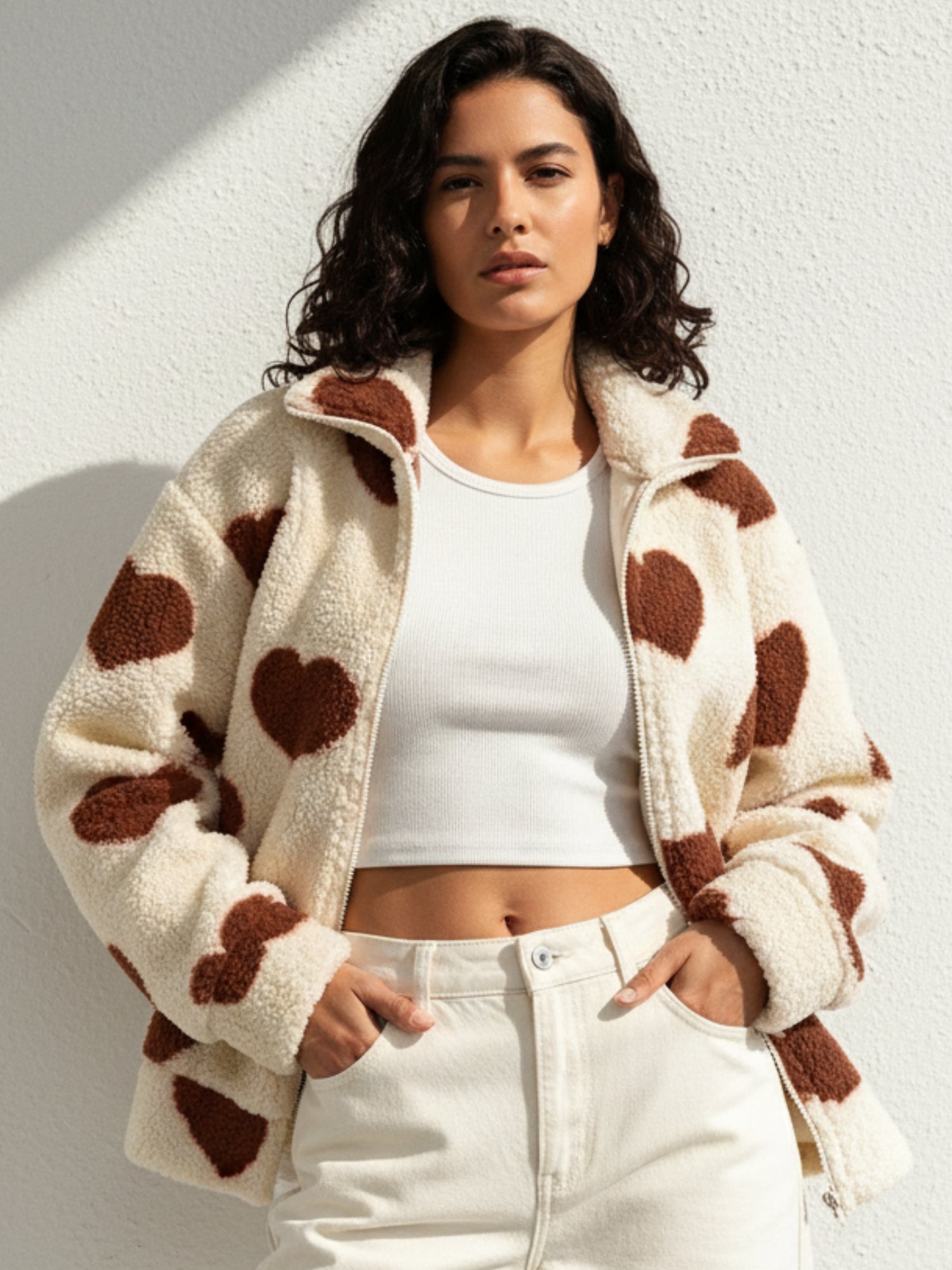 Brown Full Sleeve Printed Jacket