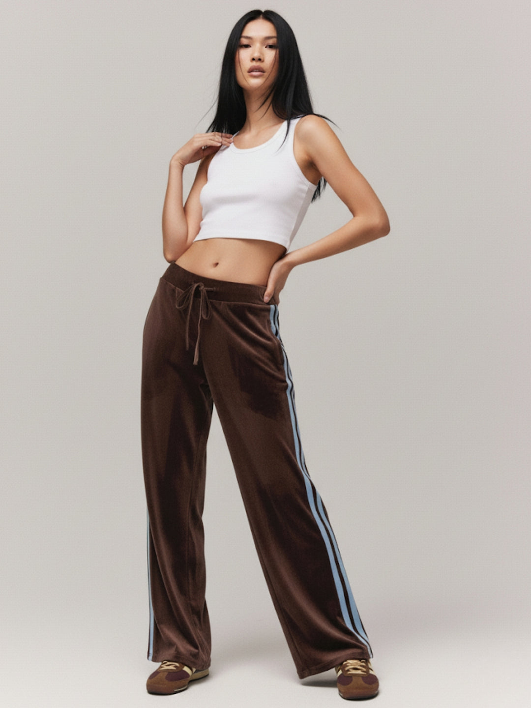 Brown Side Tape Wide Leg Pant
