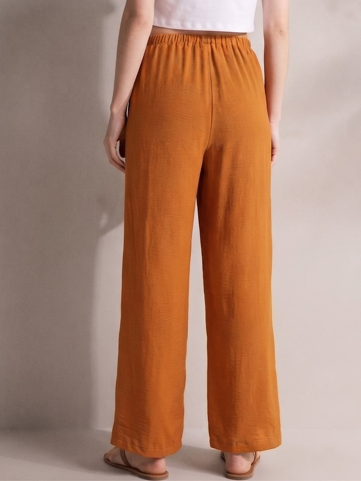Mustard Low Waist Wide Leg Trousers