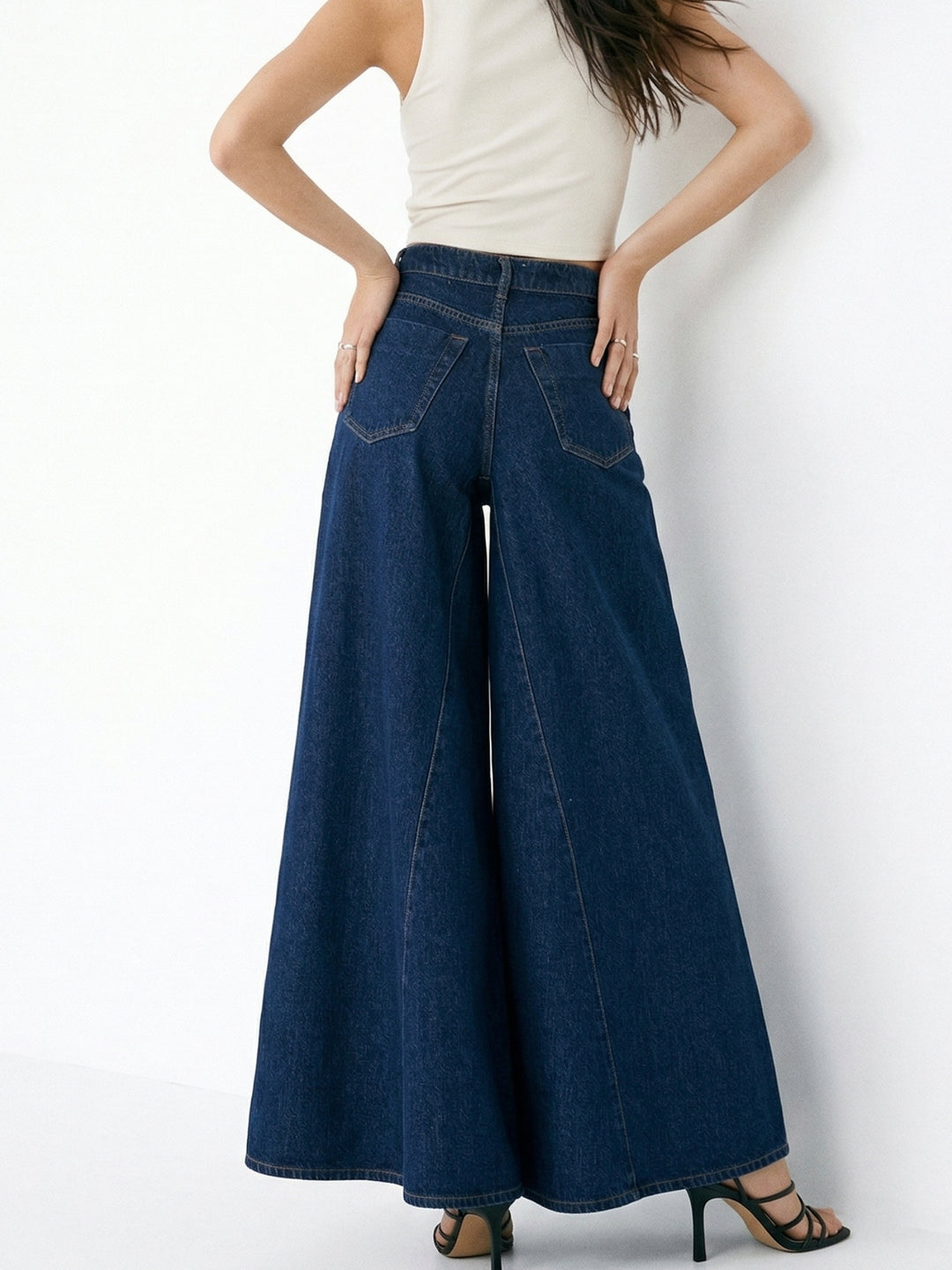 Navy Blue Ultra Wide Washed Denim