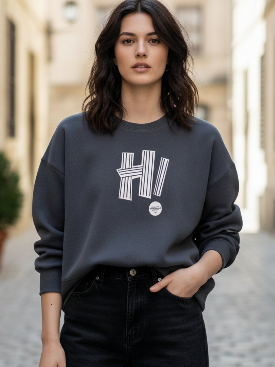 Grey Graphic Oversized Sweatshirt