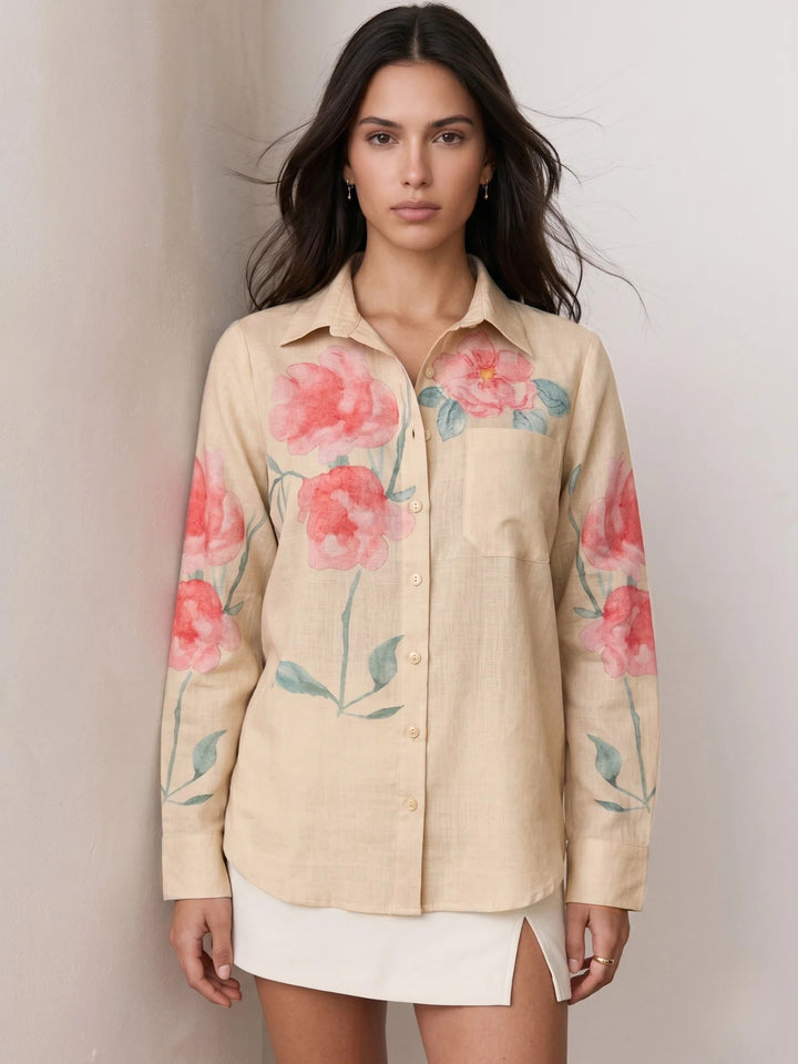 Beige Placement Printed Shirt