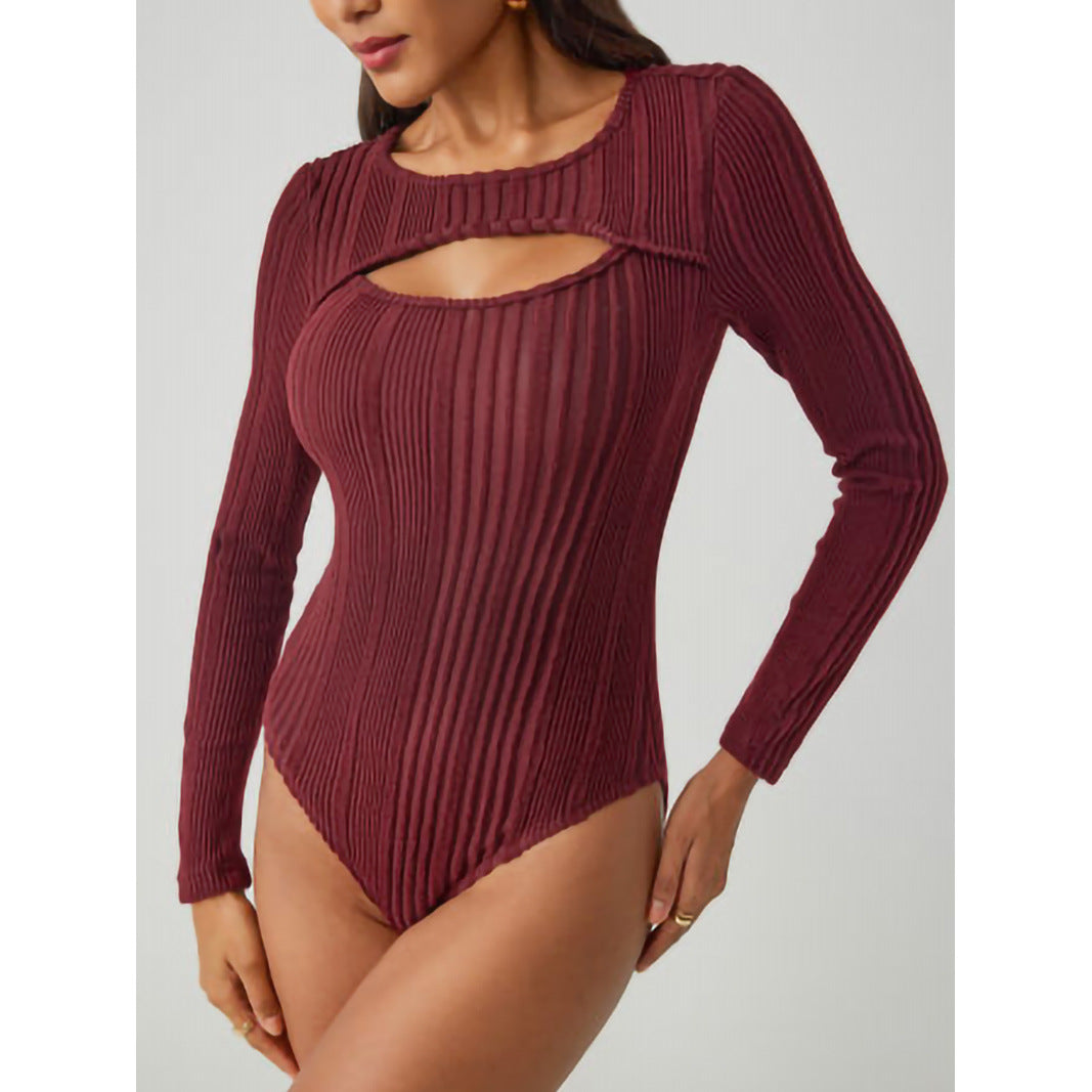 Red Cutout Full Sleeve Bodysuit