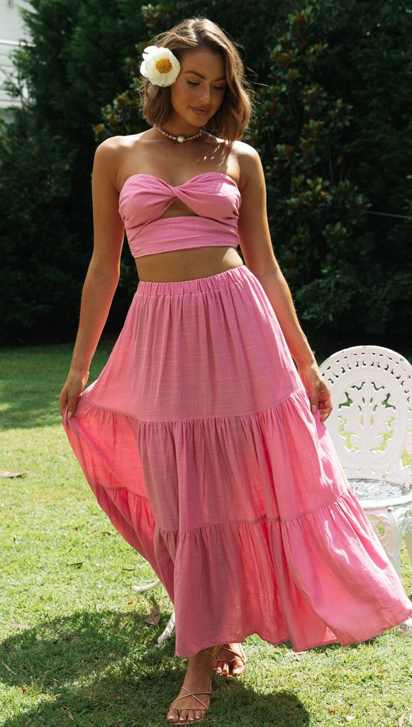 Pink Top And Skirt Co-Ord Set