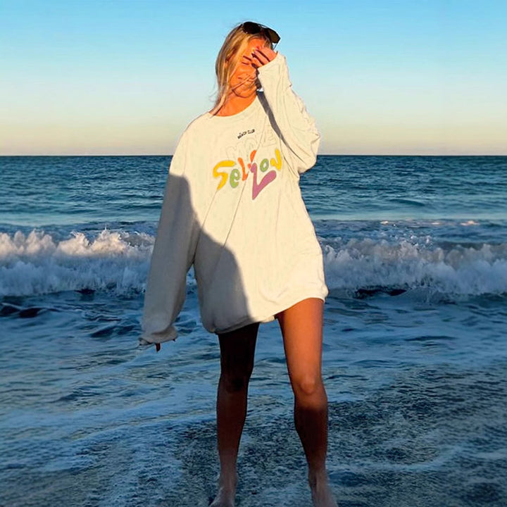 White Oversized Graphic Sweatshirt