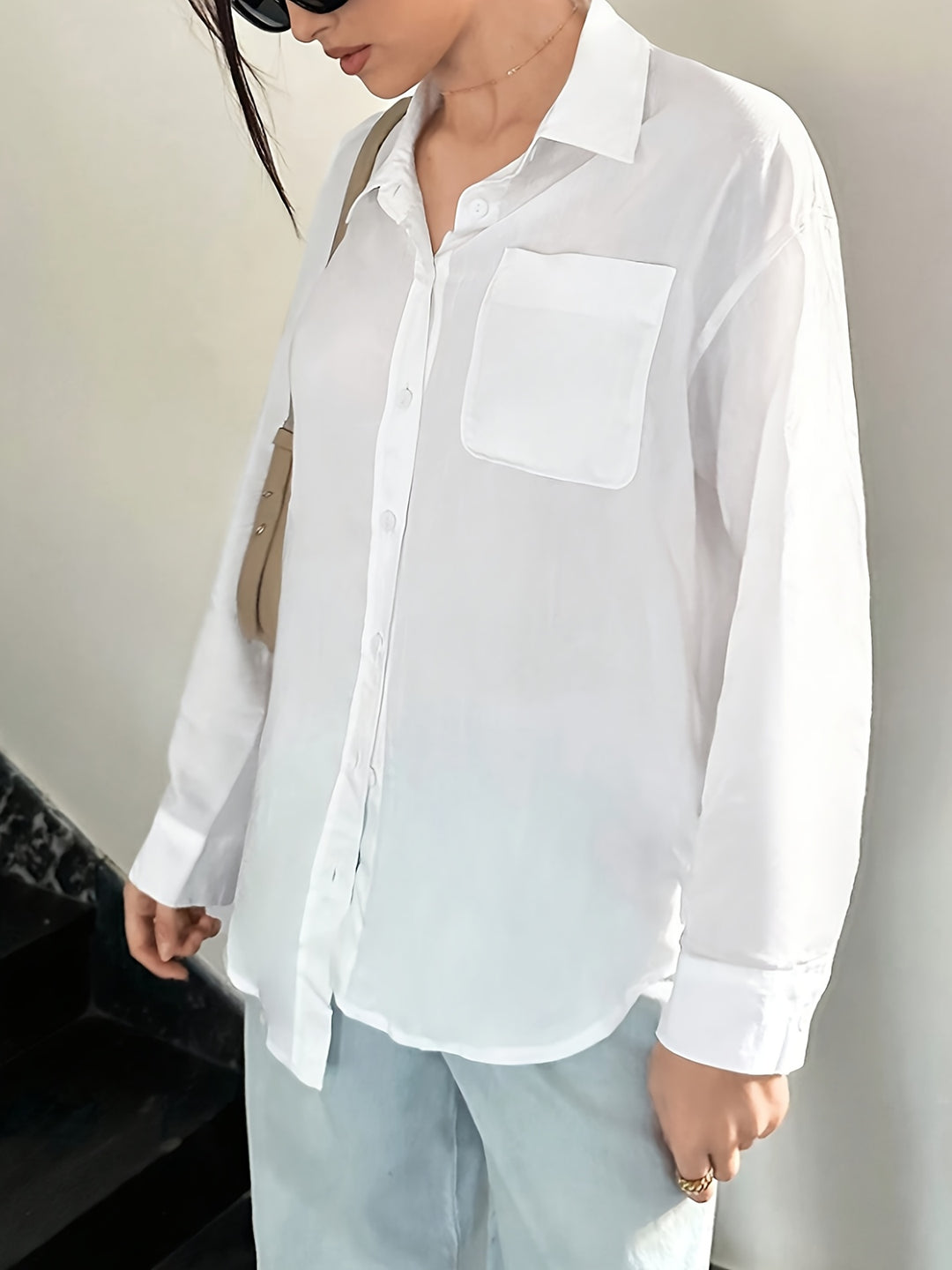 White Solid Sheer Shirt