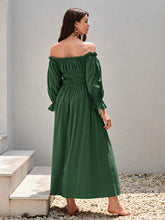 Green Off-Shoulder Flowy Dress
