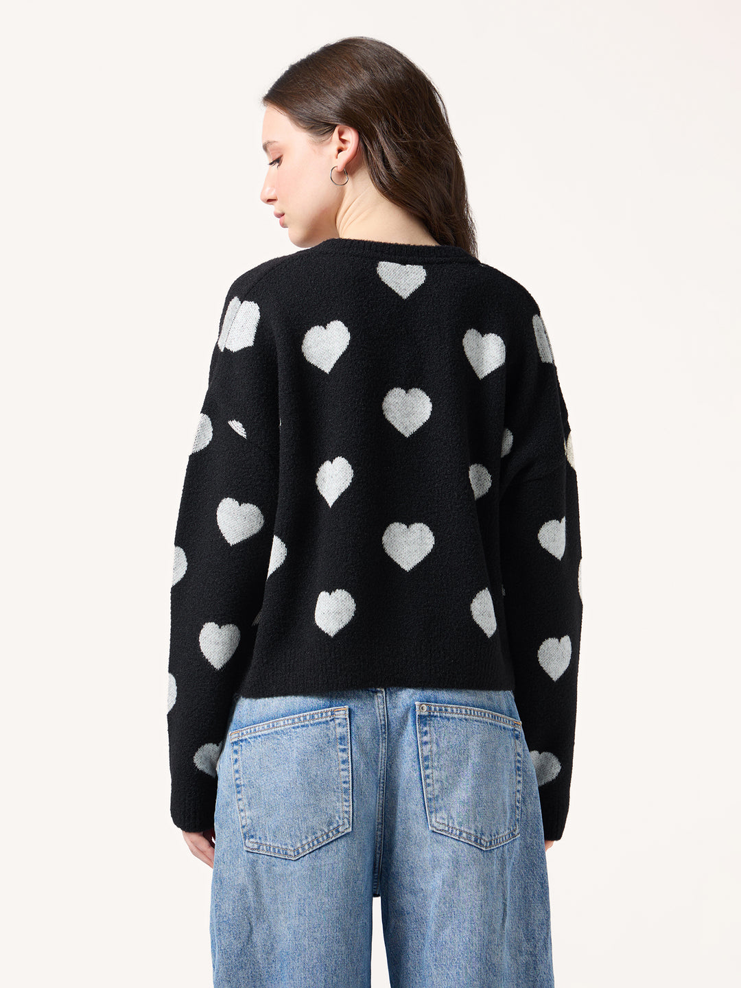 Black Fuzzy Hearts Cardigan