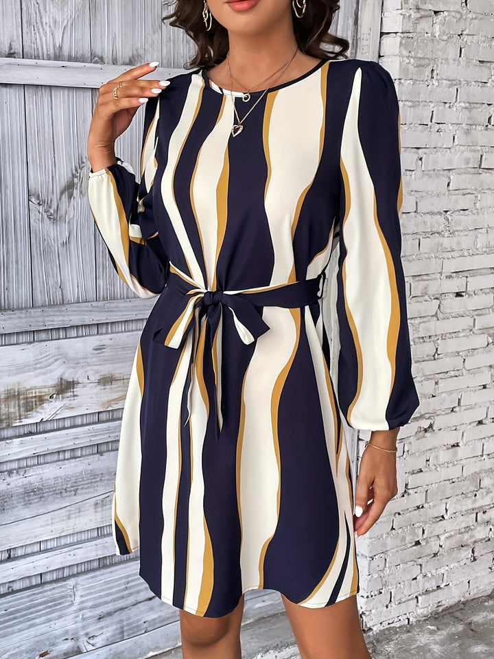 Black Printed Tie Up Dress