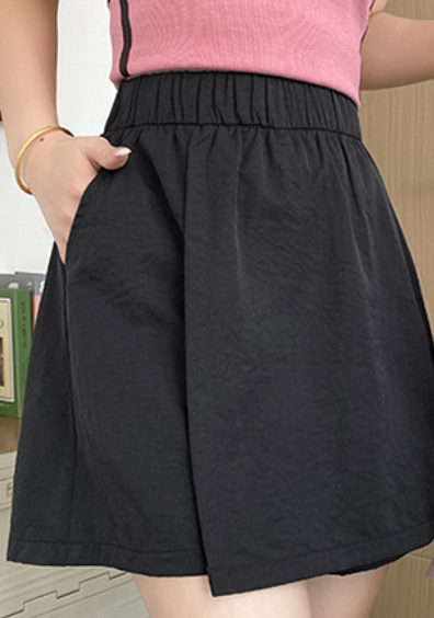 Black Relaxed Fit Elasticated Skorts