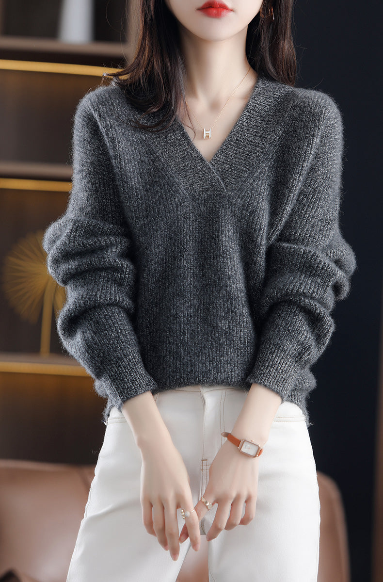 Charcoal Full Sleeve V Neck Sweater