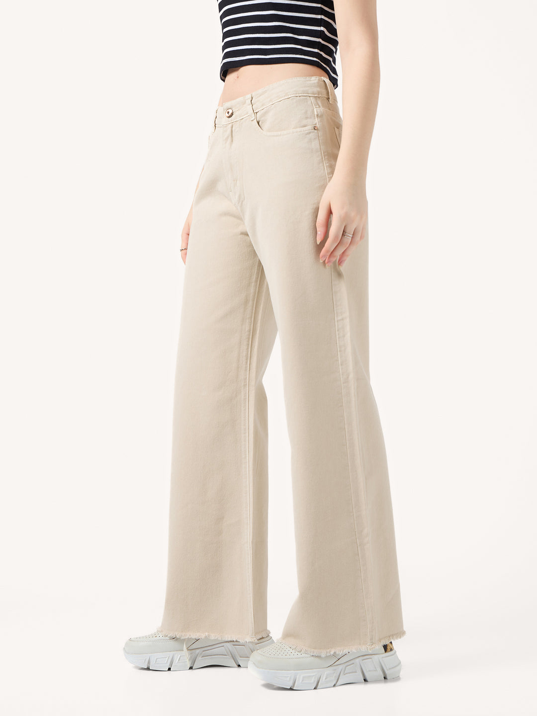 Beige Straight Fit Jeans