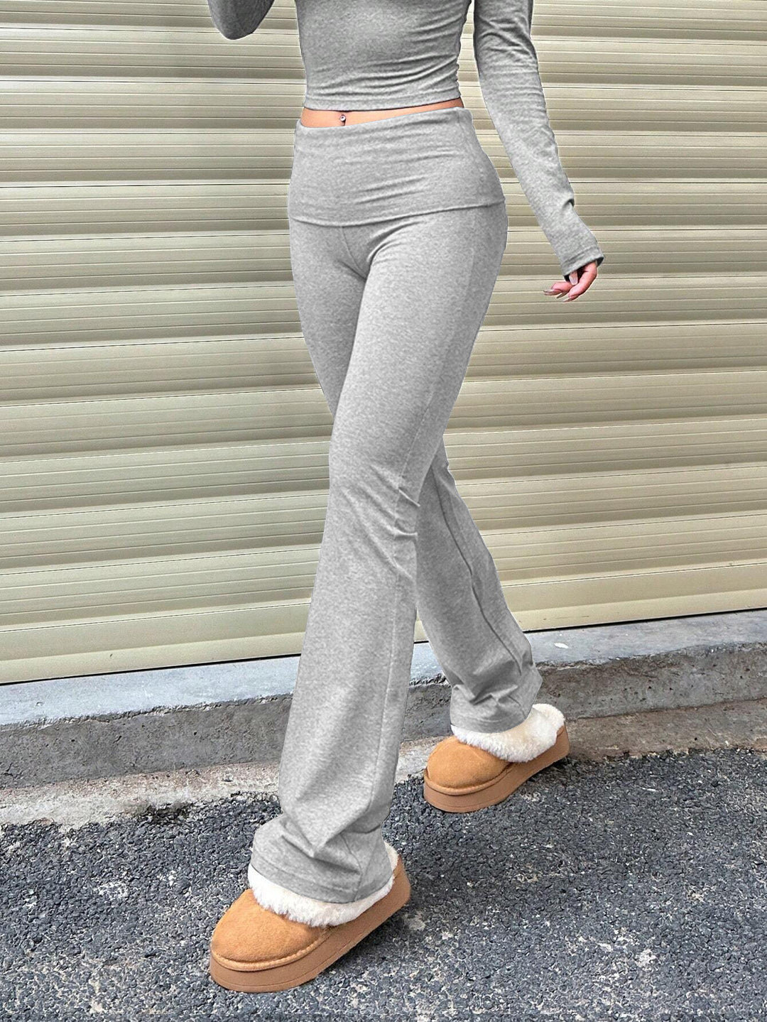 Grey Fitted & Flared Joggers