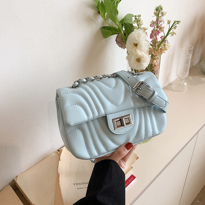 Blue Curved Quilted Bag