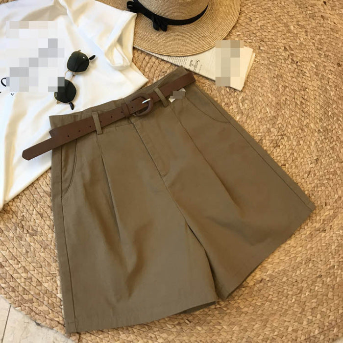 Khaki Front Pleat Formal Shorts