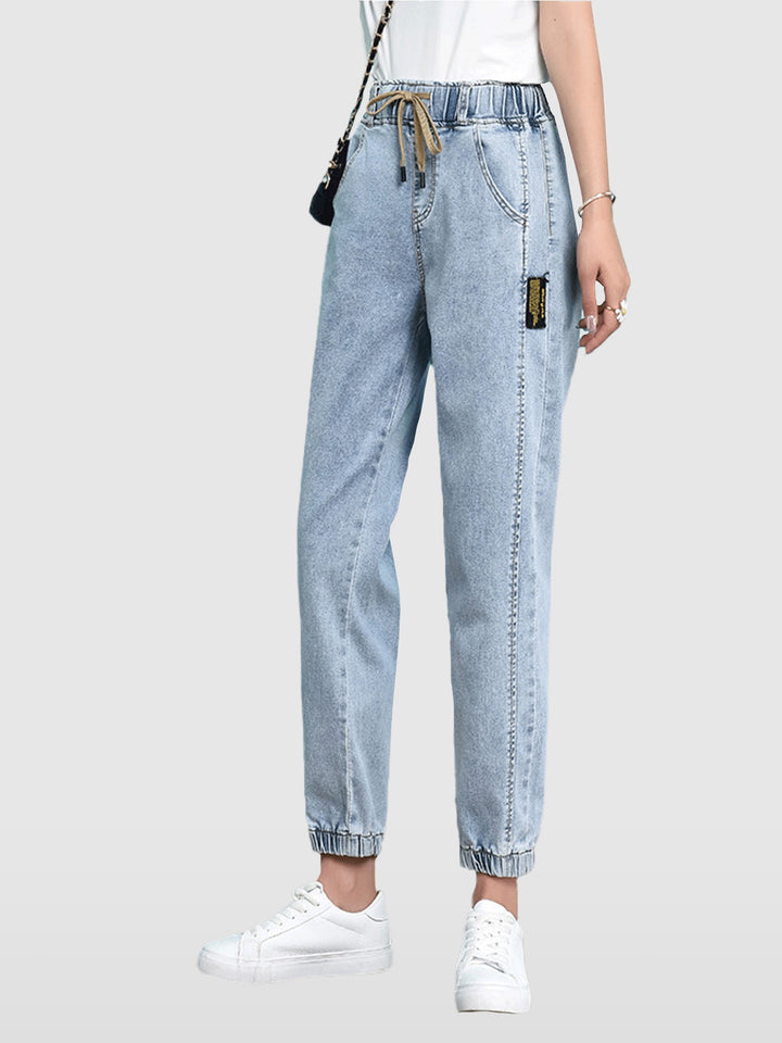 Blue Drawstring Jogger Denim