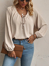 Khaki Tie Up Blouson Top