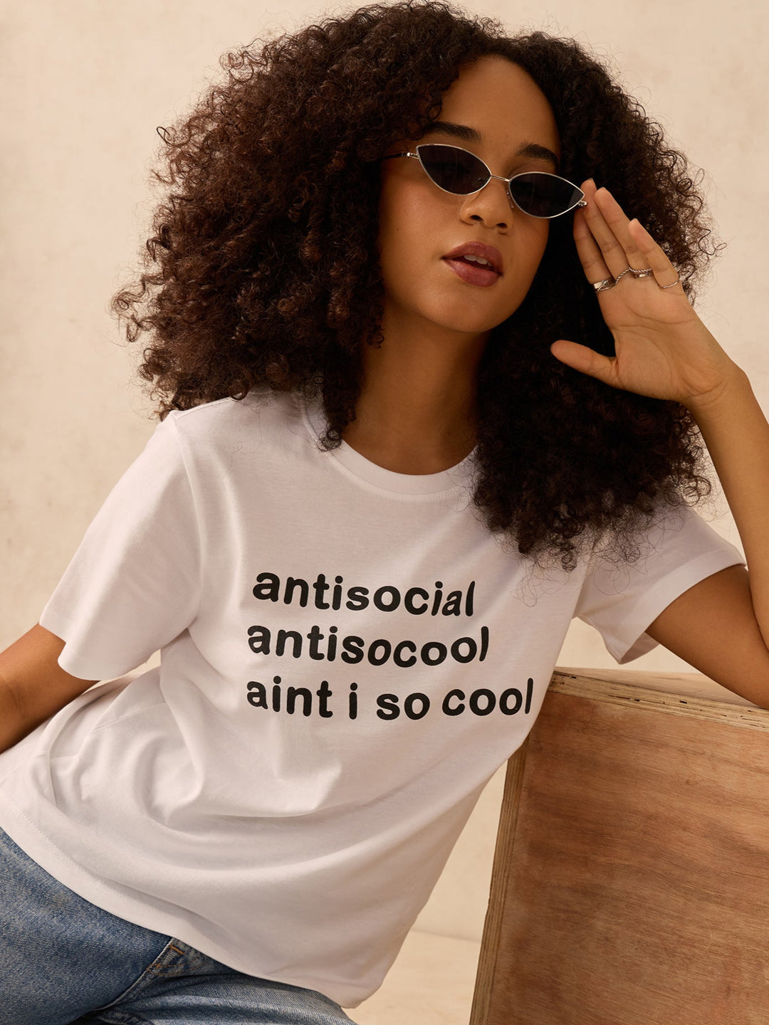 White Regular Fit Graphic Tshirt
