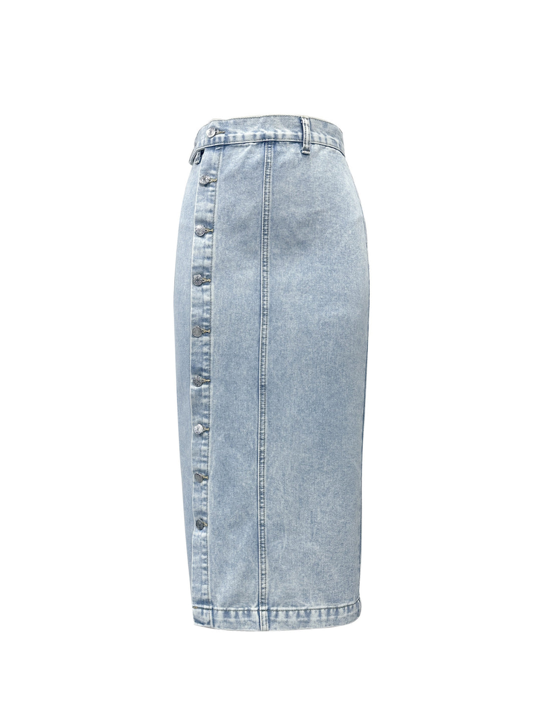 Light Blue Side Button Down Denim Skirt