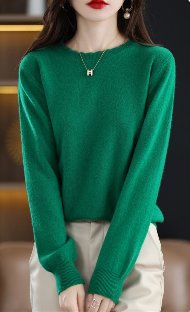 Dark Green Full Sleeve Crew Neck Regular Sweater