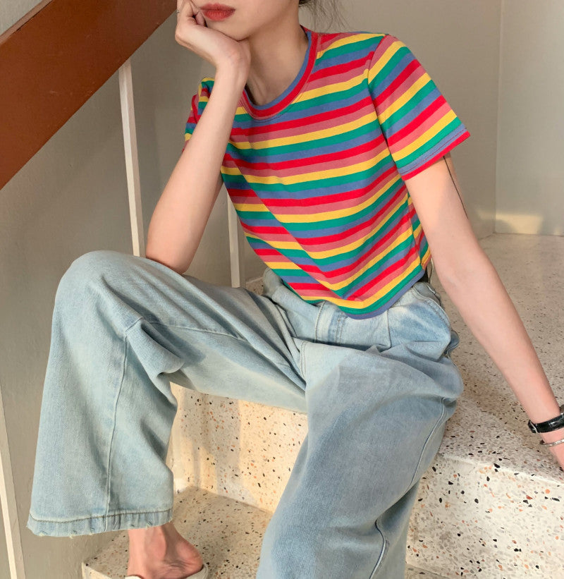 Multicolour Striped Oversized T-Shirt