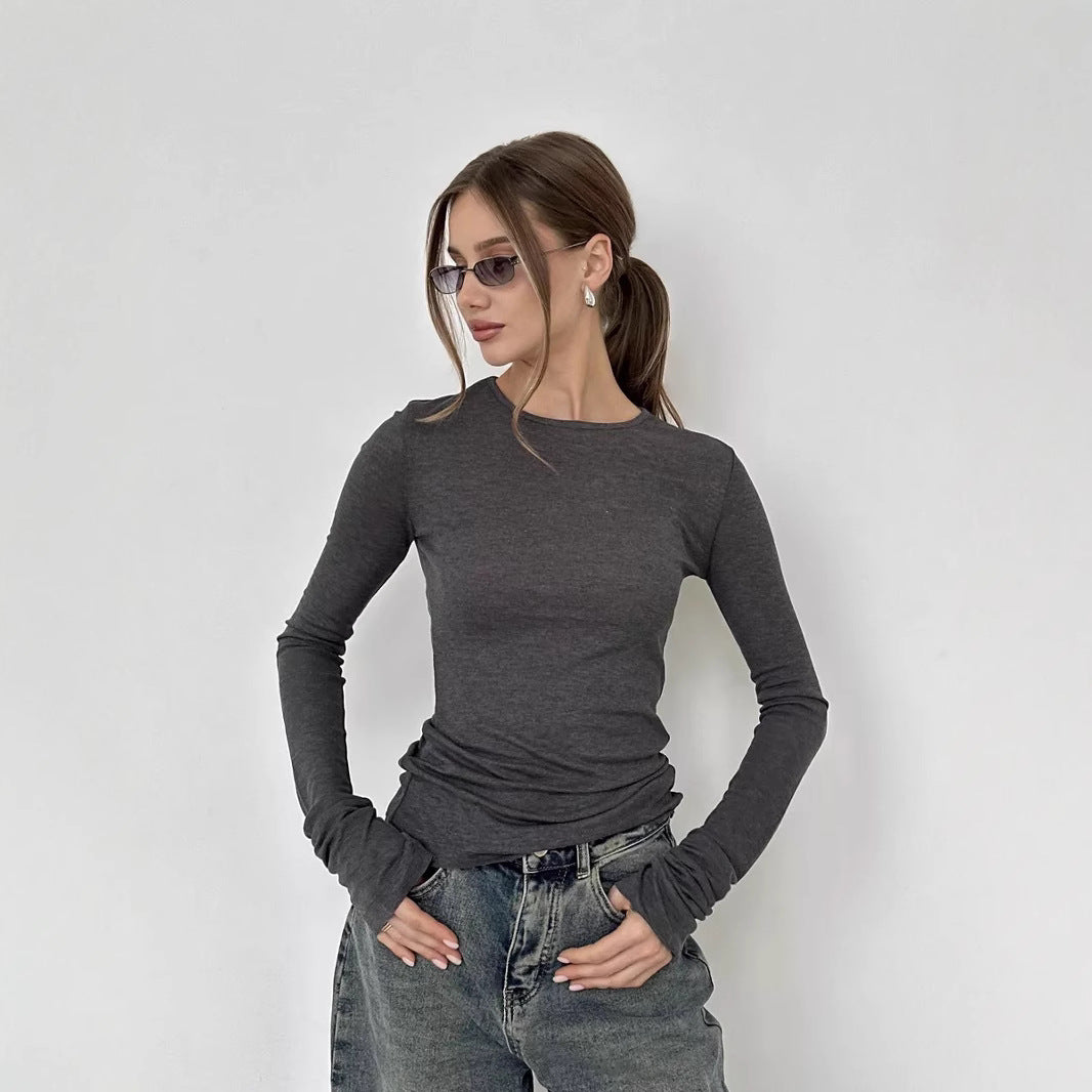 Black Ruched Bell Cuff Sleeved Top