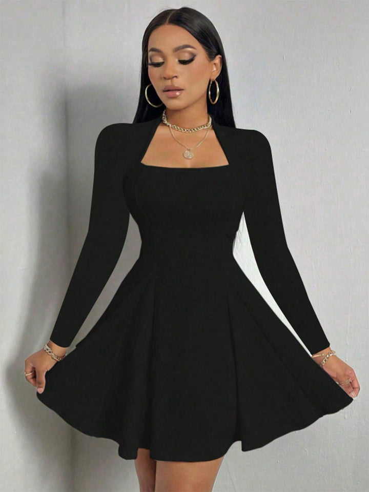 Black Full Sleeve Back Detail Dress