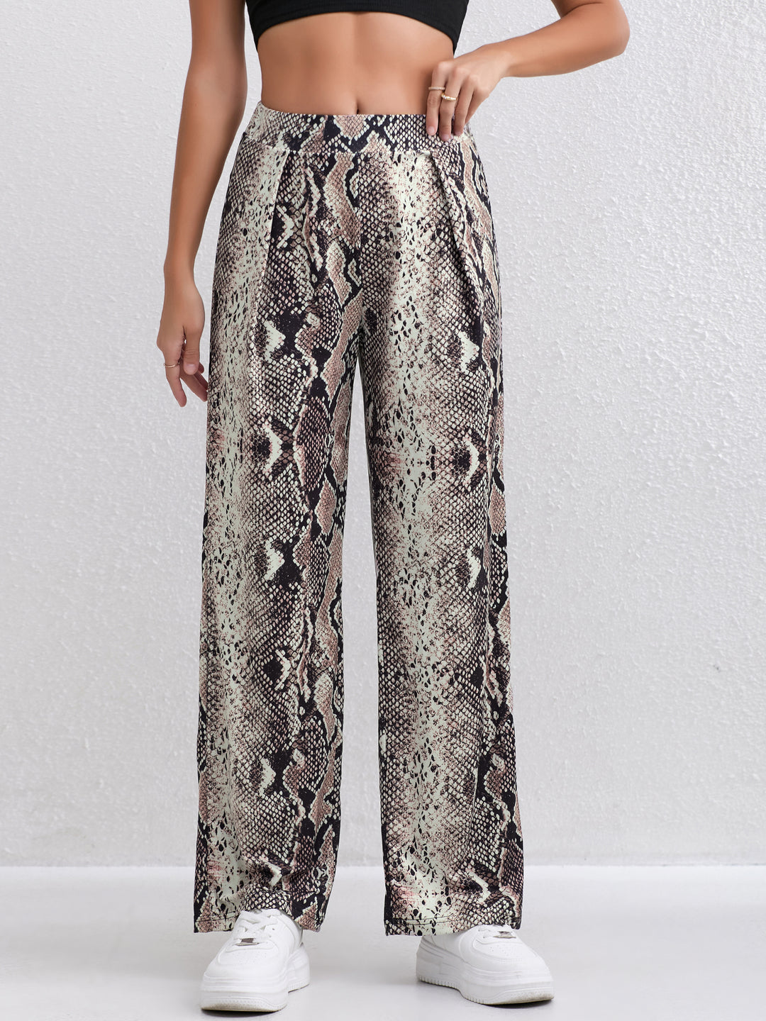 Grey Snake Print Trousers